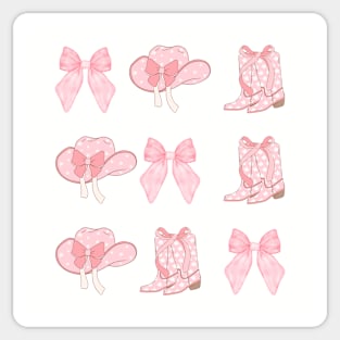 Coquette Pink Bow Cowboy Boots Sticker